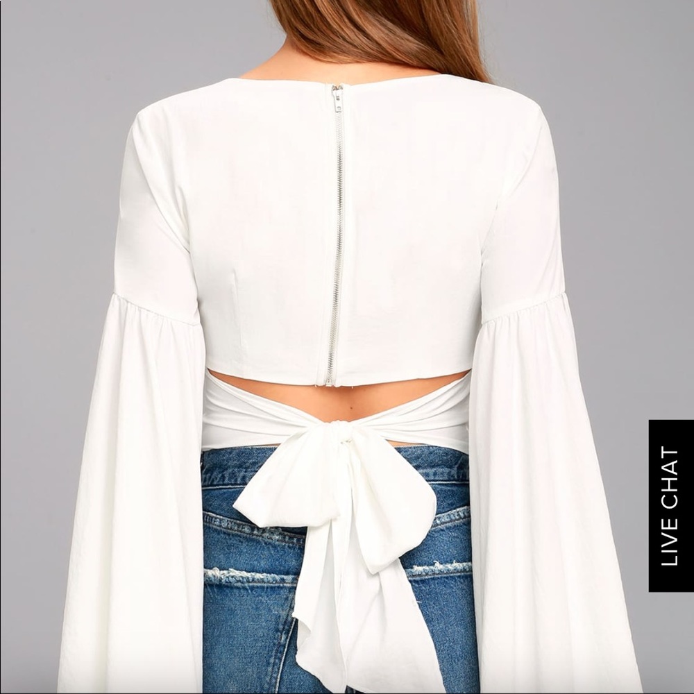 White bell sleeves Crop Top